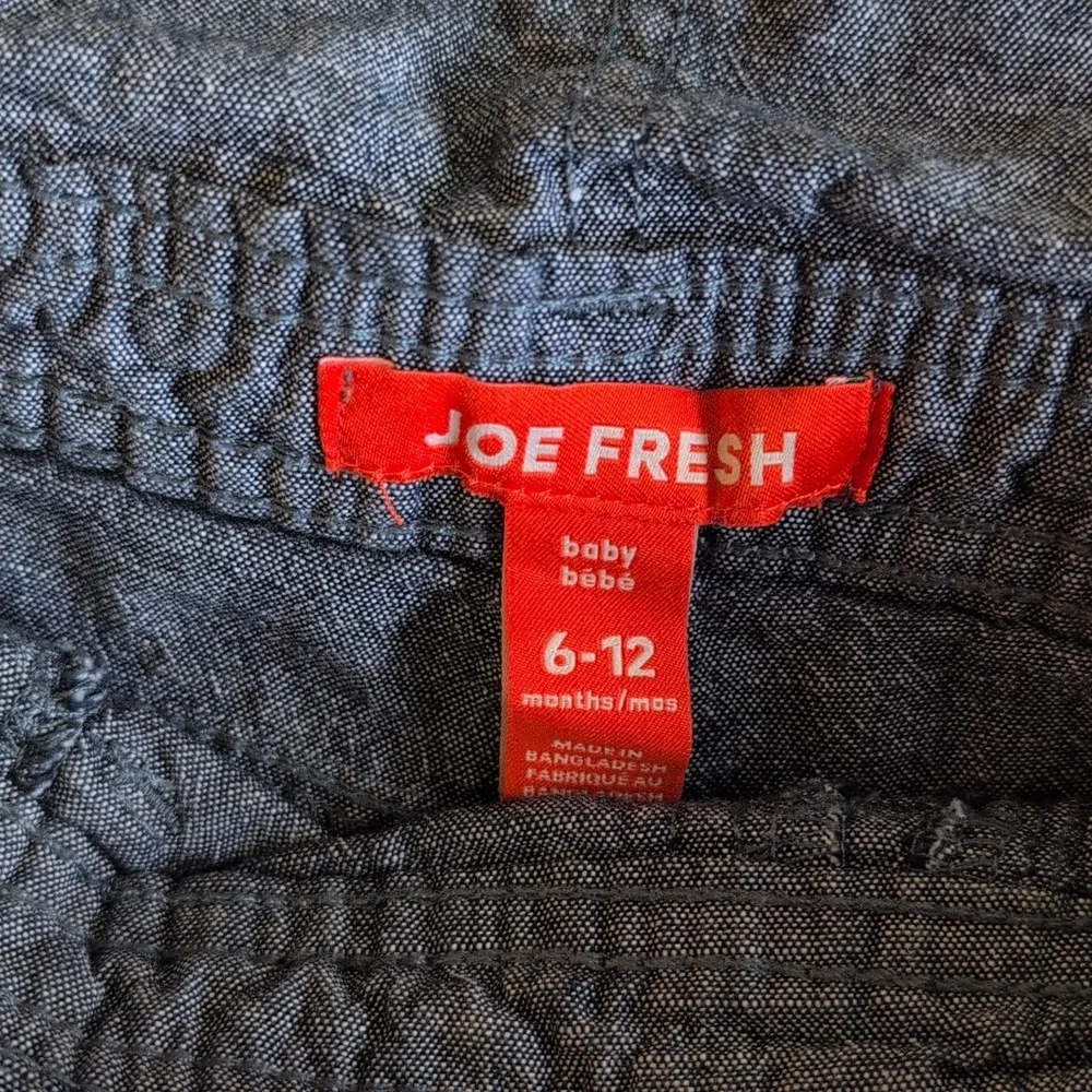 joe fresh chambray style denim overalls shorts cotton unisex 6-12 months baby - Picture 5 of 7